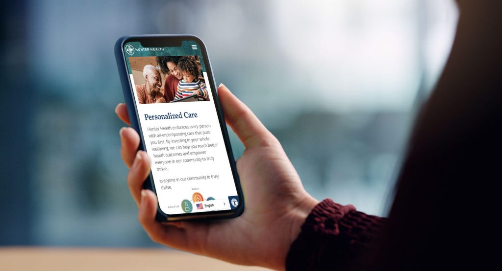 Nuevo sitio web de Hunter Health en el teléfono